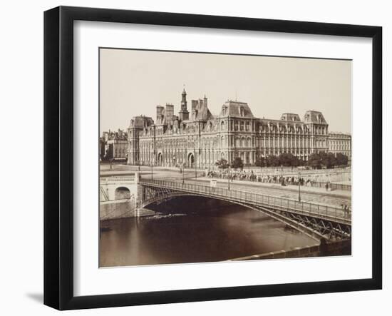Paris: View of the Pont D'Arcole and Hotel De Ville, 1860-Édouard Baldus-Framed Photographic Print