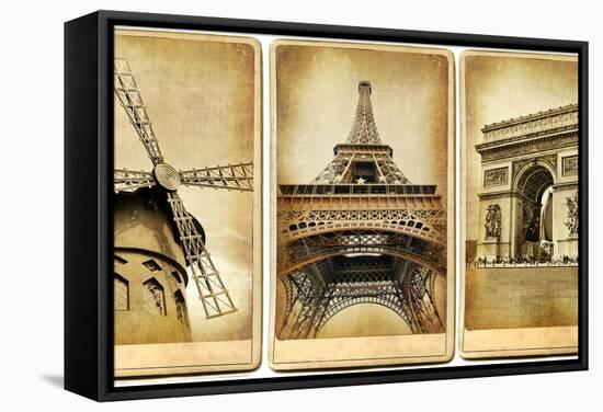 Paris - Vintage Cards Series-Maugli-l-Framed Stretched Canvas