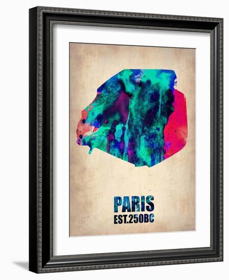 Paris Watercolor Map-NaxArt-Framed Art Print