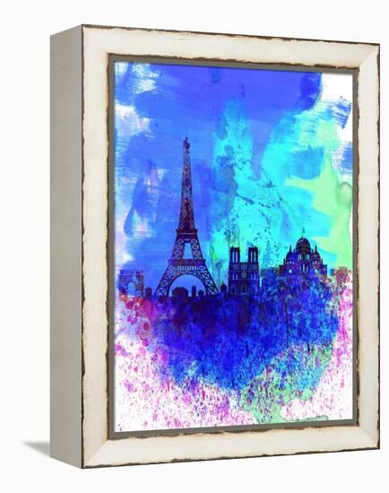 Paris Watercolor Skyline-NaxArt-Framed Stretched Canvas