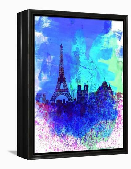 Paris Watercolor Skyline-NaxArt-Framed Stretched Canvas