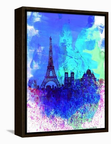 Paris Watercolor Skyline-NaxArt-Framed Stretched Canvas