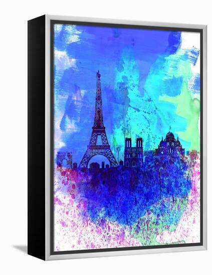 Paris Watercolor Skyline-NaxArt-Framed Stretched Canvas