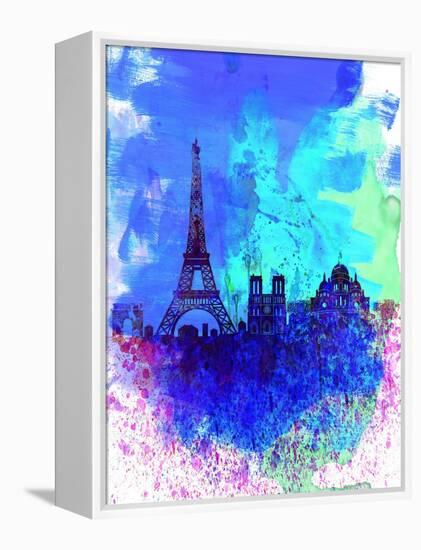 Paris Watercolor Skyline-NaxArt-Framed Stretched Canvas