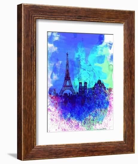 Paris Watercolor Skyline-NaxArt-Framed Art Print