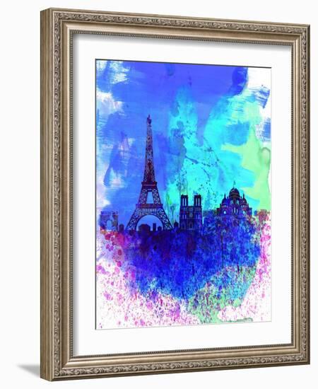 Paris Watercolor Skyline-NaxArt-Framed Art Print