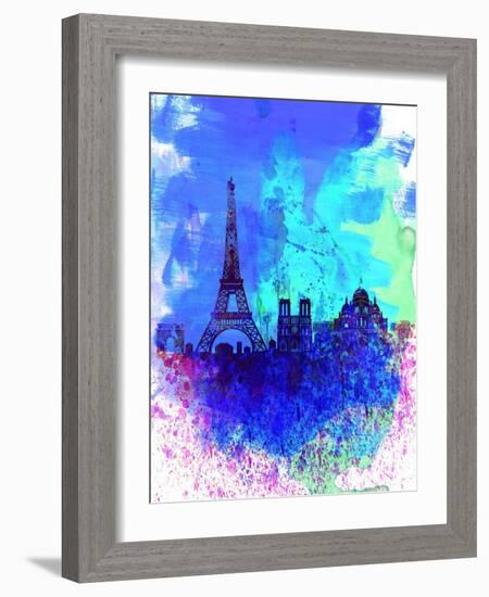 Paris Watercolor Skyline-NaxArt-Framed Art Print