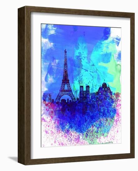 Paris Watercolor Skyline-NaxArt-Framed Art Print