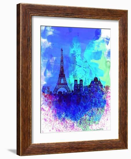 Paris Watercolor Skyline-NaxArt-Framed Art Print