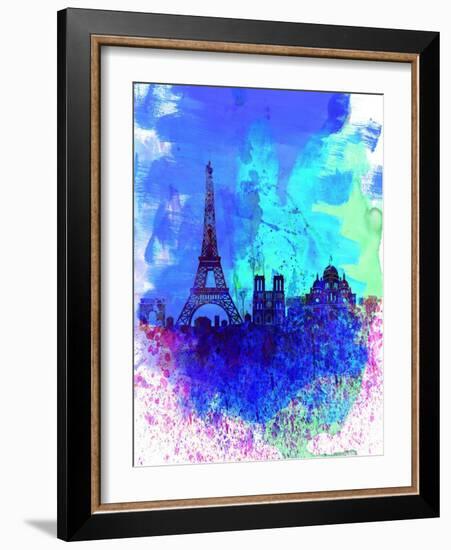 Paris Watercolor Skyline-NaxArt-Framed Art Print