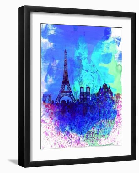 Paris Watercolor Skyline-NaxArt-Framed Art Print