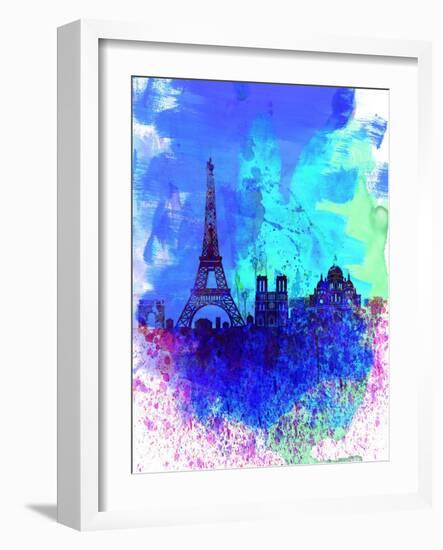 Paris Watercolor Skyline-NaxArt-Framed Art Print