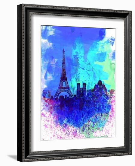 Paris Watercolor Skyline-NaxArt-Framed Art Print