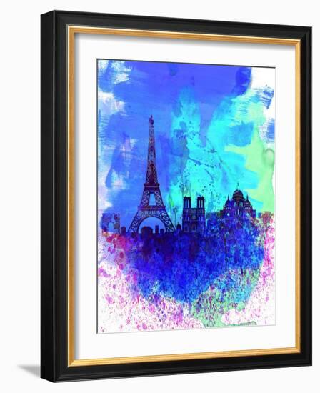 Paris Watercolor Skyline-NaxArt-Framed Art Print