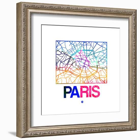 Paris Watercolor Street Map-NaxArt-Framed Art Print