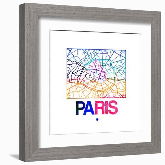 Paris Watercolor Street Map-NaxArt-Framed Art Print