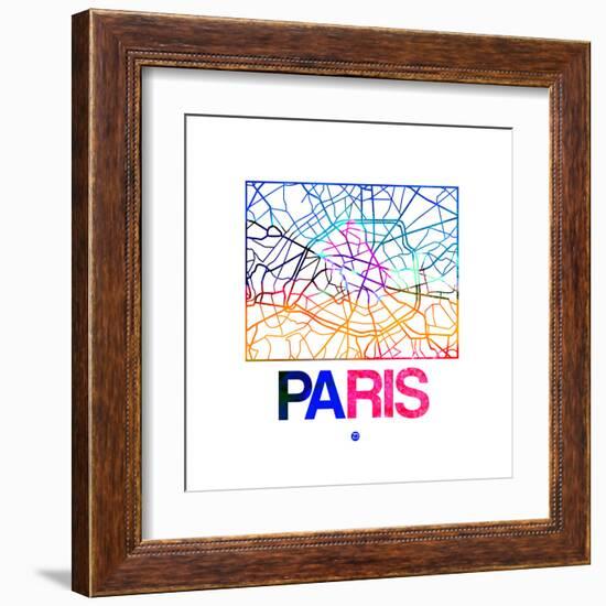 Paris Watercolor Street Map-NaxArt-Framed Art Print