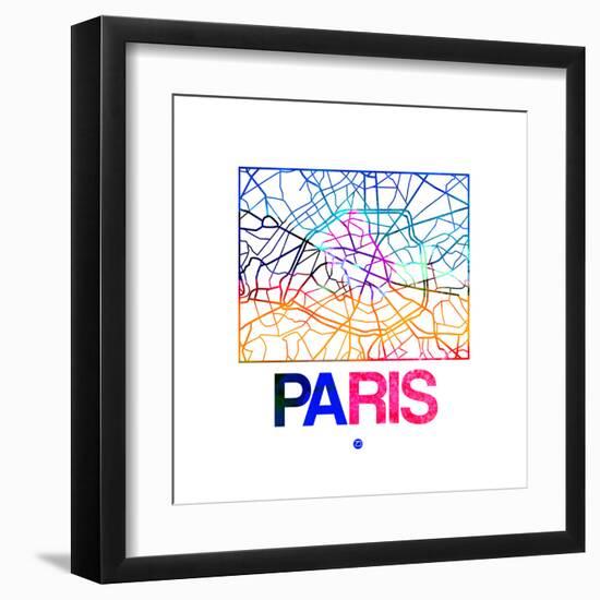 Paris Watercolor Street Map-NaxArt-Framed Art Print