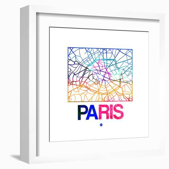 Paris Watercolor Street Map-NaxArt-Framed Art Print