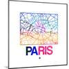 Paris Watercolor Street Map-NaxArt-Mounted Art Print