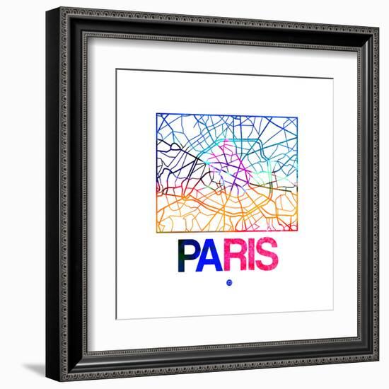 Paris Watercolor Street Map-NaxArt-Framed Art Print