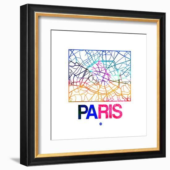 Paris Watercolor Street Map-NaxArt-Framed Art Print