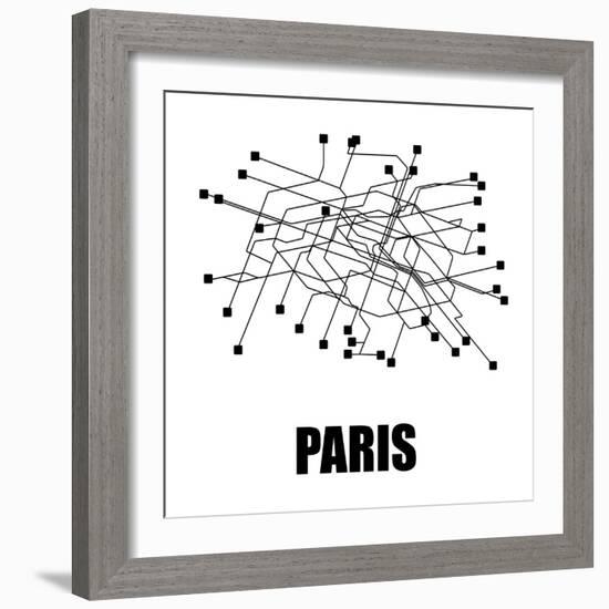 Paris White Subway Map-null-Framed Art Print