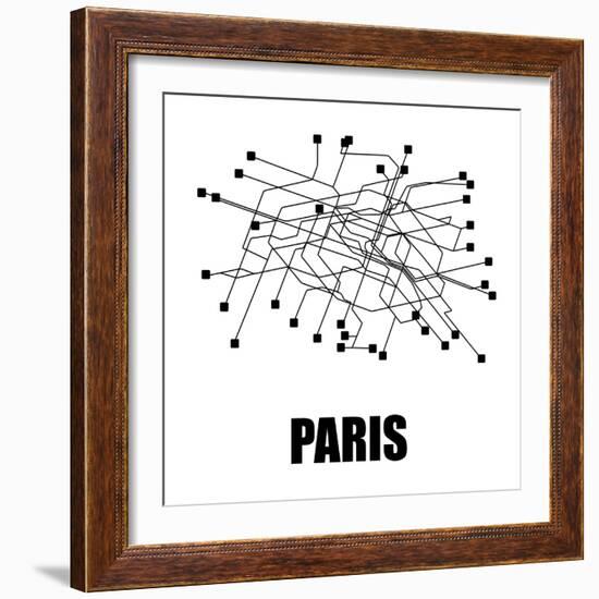 Paris White Subway Map-null-Framed Art Print