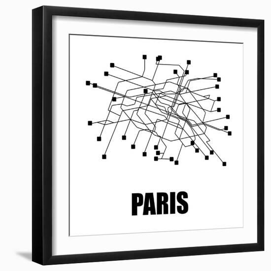 Paris White Subway Map-null-Framed Art Print