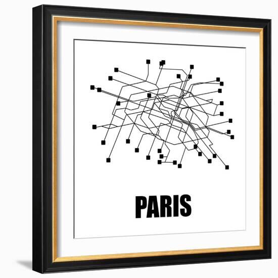 Paris White Subway Map-null-Framed Art Print