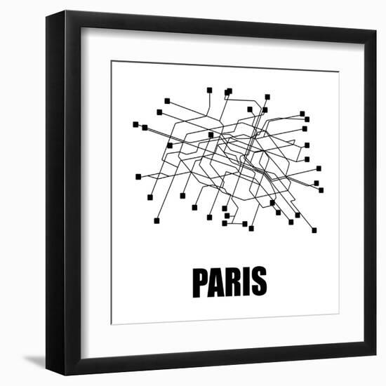 Paris White Subway Map-null-Framed Art Print