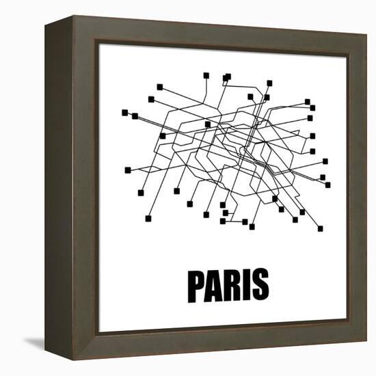 Paris White Subway Map-null-Framed Stretched Canvas