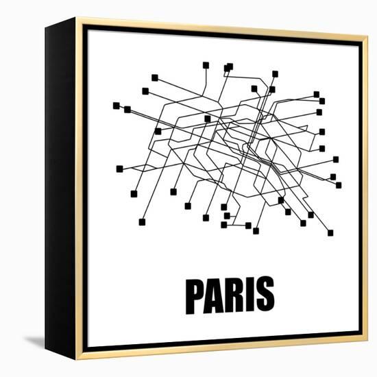 Paris White Subway Map-null-Framed Stretched Canvas