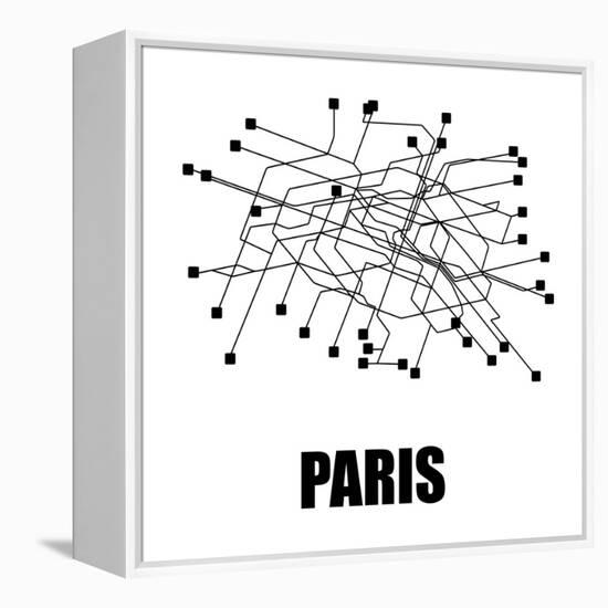 Paris White Subway Map-null-Framed Stretched Canvas