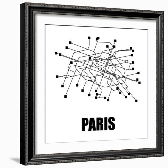 Paris White Subway Map-null-Framed Premium Giclee Print