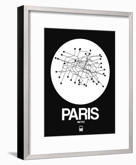 Paris White Subway Map-NaxArt-Framed Premium Giclee Print