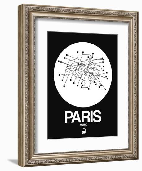 Paris White Subway Map-NaxArt-Framed Art Print