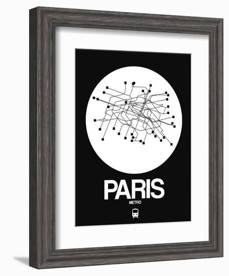 Paris White Subway Map-NaxArt-Framed Art Print