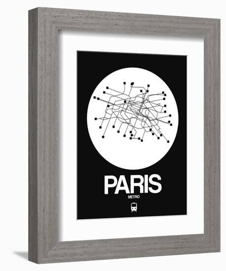 Paris White Subway Map-NaxArt-Framed Premium Giclee Print