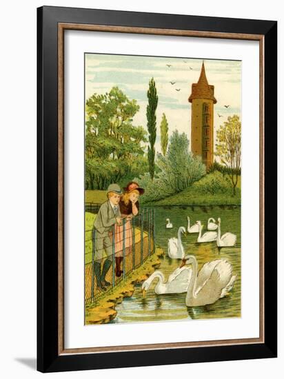 Paris Zoo - children watching swans-Thomas Crane-Framed Giclee Print