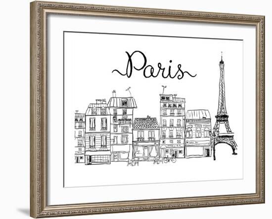 Paris-Peach & Gold-Framed Art Print