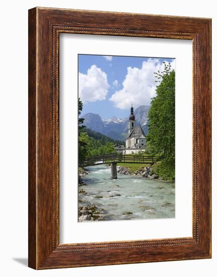 Parish Church against Reiteralpe, Ramsau, Upper Bavaria, Bavaria, Germany, Europe-Hans-Peter Merten-Framed Photographic Print