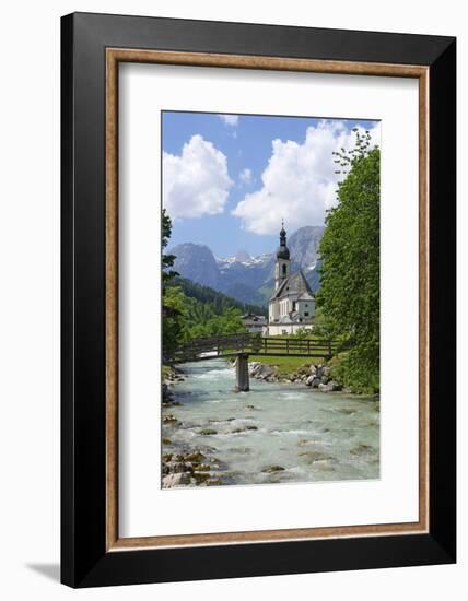 Parish Church against Reiteralpe, Ramsau, Upper Bavaria, Bavaria, Germany, Europe-Hans-Peter Merten-Framed Photographic Print