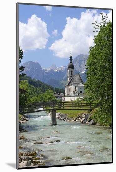 Parish Church against Reiteralpe, Ramsau, Upper Bavaria, Bavaria, Germany, Europe-Hans-Peter Merten-Mounted Photographic Print