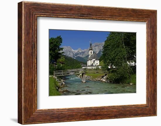 Parish Church against Reiteralpe, Ramsau, Upper Bavaria, Bavaria, Germany, Europe-Hans-Peter Merten-Framed Photographic Print