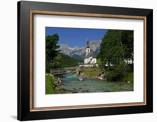 Parish Church against Reiteralpe, Ramsau, Upper Bavaria, Bavaria, Germany, Europe-Hans-Peter Merten-Framed Photographic Print