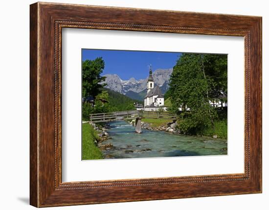 Parish Church against Reiteralpe, Ramsau, Upper Bavaria, Bavaria, Germany, Europe-Hans-Peter Merten-Framed Photographic Print