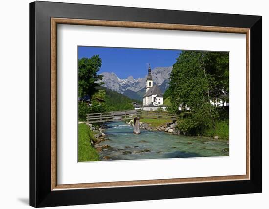 Parish Church against Reiteralpe, Ramsau, Upper Bavaria, Bavaria, Germany, Europe-Hans-Peter Merten-Framed Photographic Print