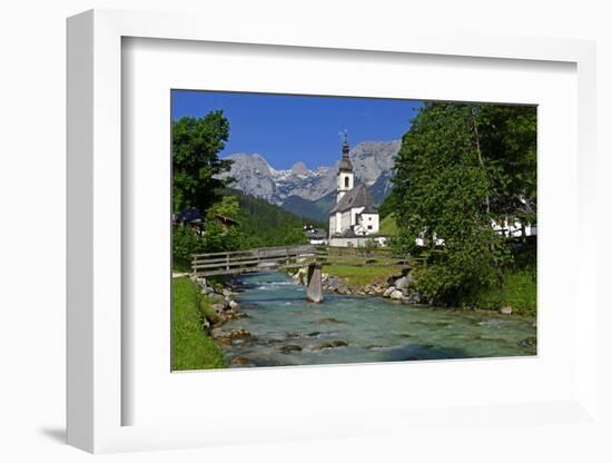 Parish Church against Reiteralpe, Ramsau, Upper Bavaria, Bavaria, Germany, Europe-Hans-Peter Merten-Framed Photographic Print