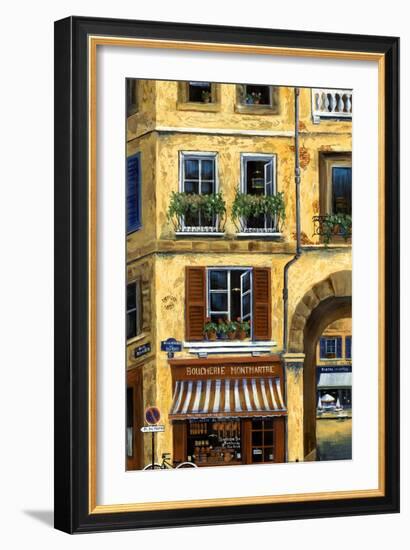 Parisian Bistro and Butcher Shop-Marilyn Dunlap-Framed Art Print